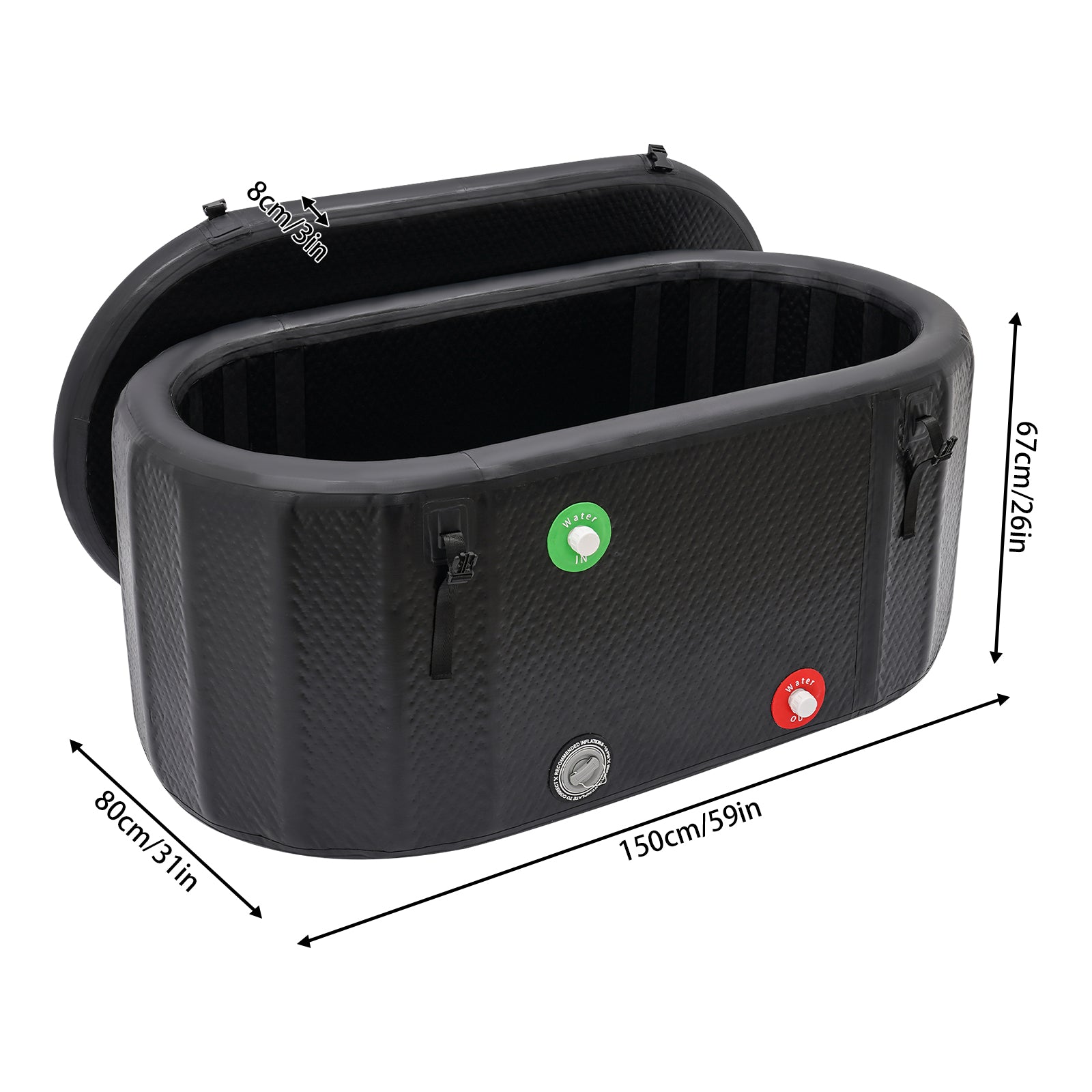 Velloremi Inflatable Cold Plunge Tub 275L–370L with Insulated Lid