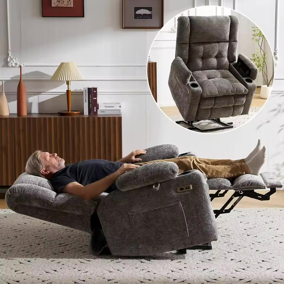Dual Motor Power Lift Recliner Chair with Heat and Massage - Velloremi