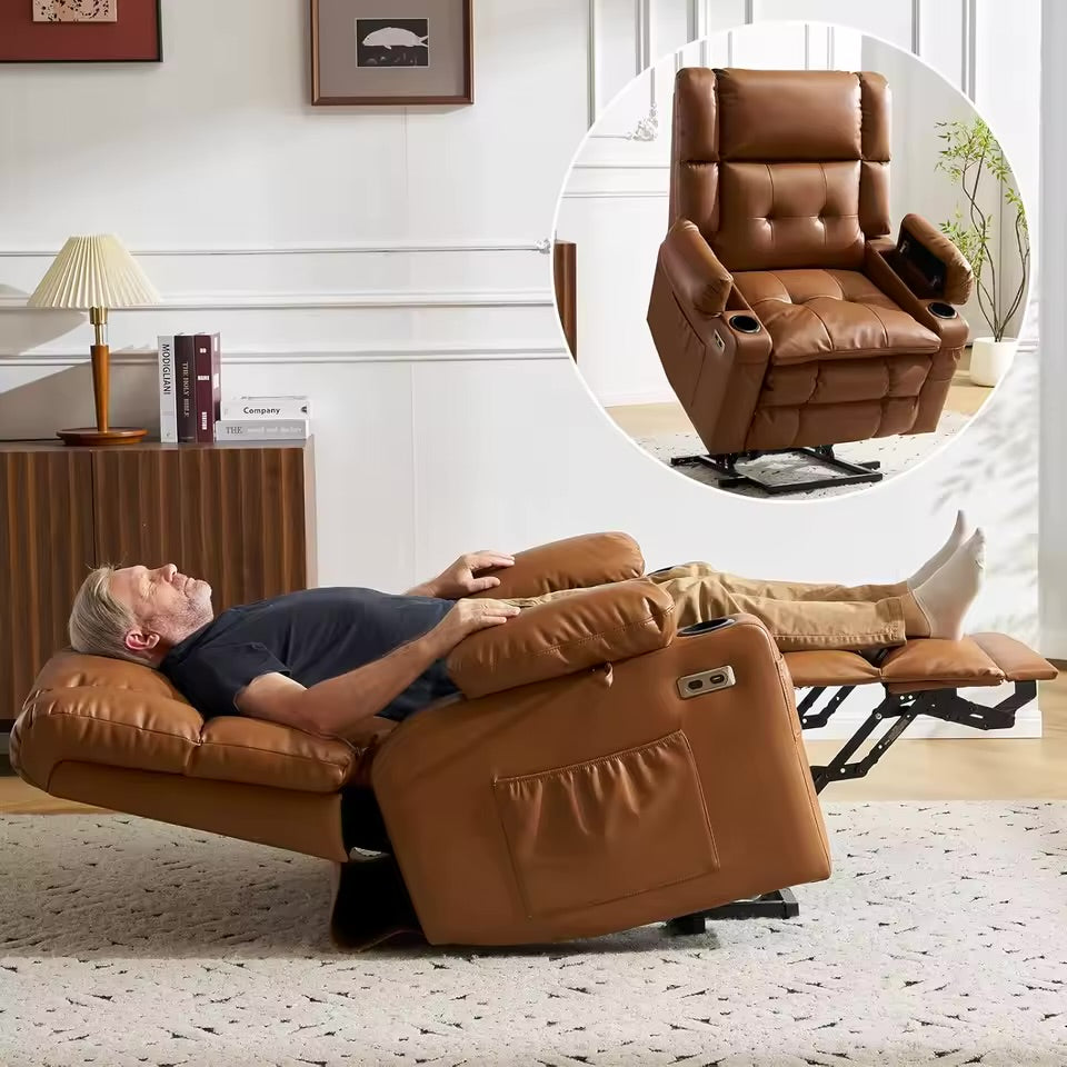 Dual Motor Power Lift Recliner Chair with Heat and Massage - Velloremi