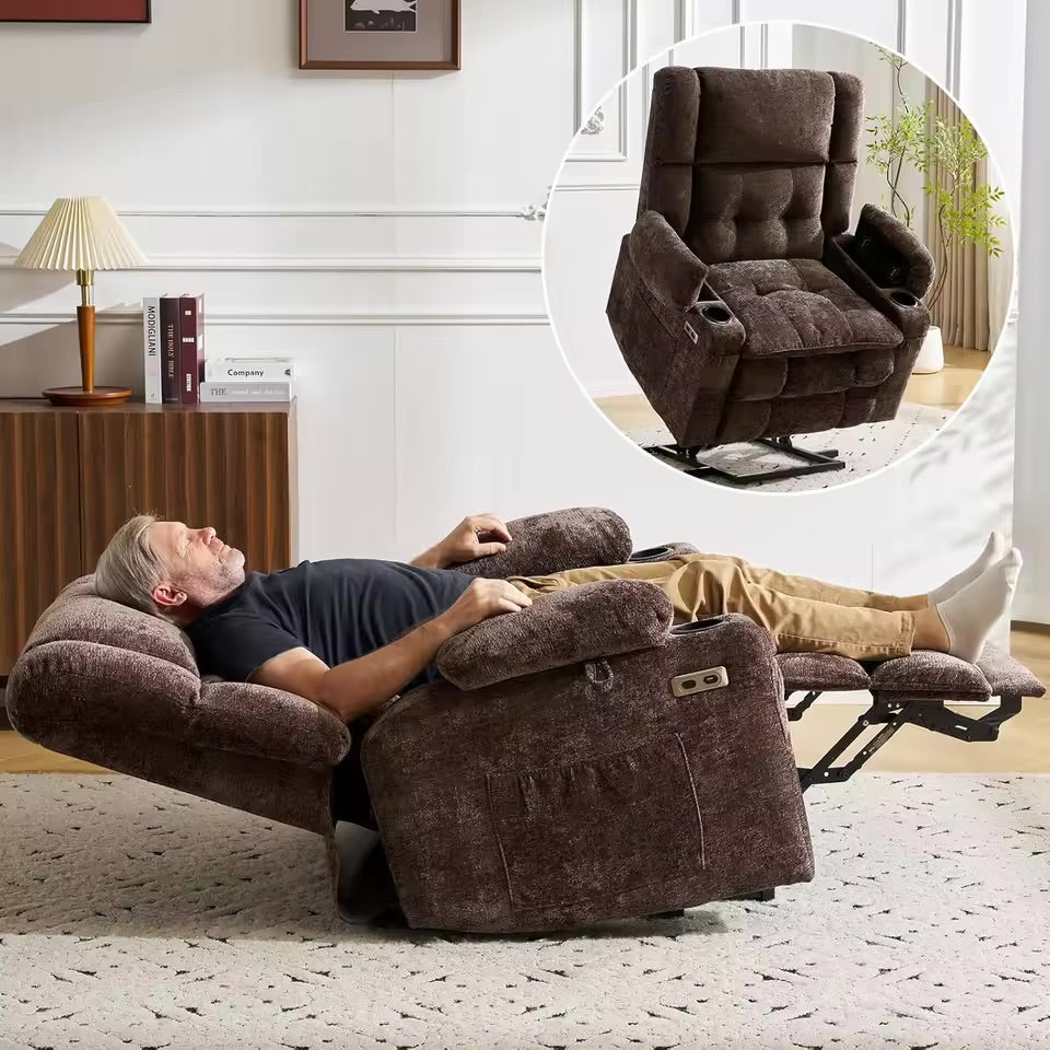 Dual Motor Power Lift Recliner Chair with Heat and Massage - Velloremi