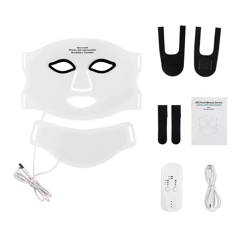 Velloremi Silicone LED Face & Neck Mask – 7-Color Red Light Therapy - Velloremi