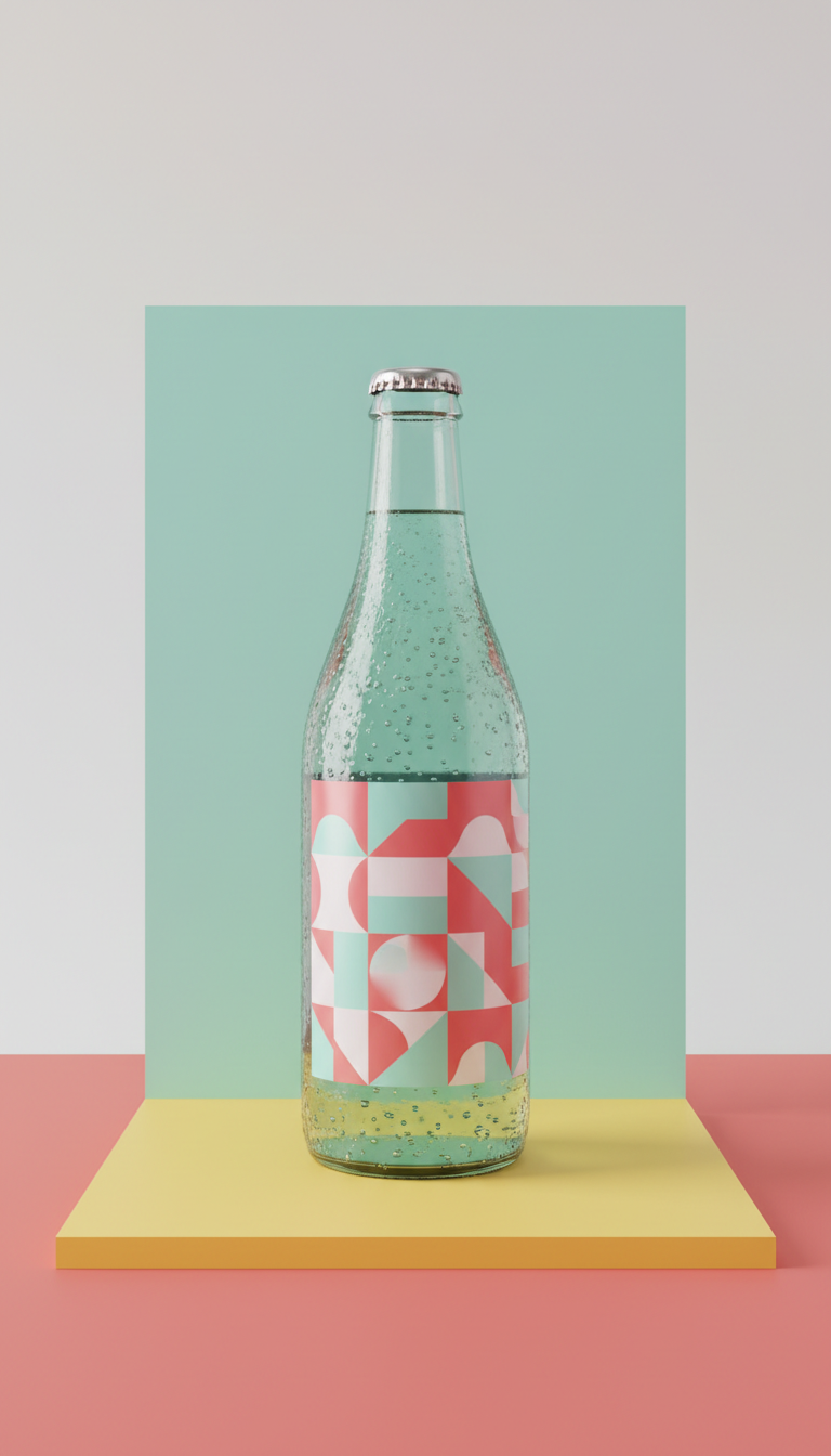 Aqua Mint Sparkling Water Glass Bottle
